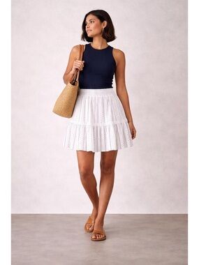 love on a hanger White Eyelet Tiered Mini Skirt